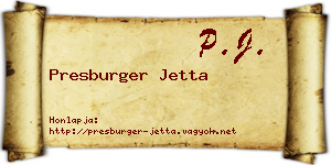 Presburger Jetta névjegykártya